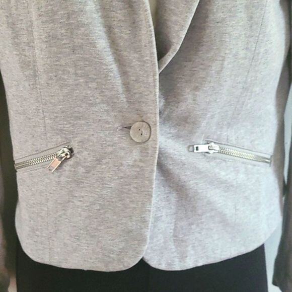 Excellent Condition H&M Women Gray Stretch Knit Blazer Jacket Size 8 - Picture 5 of 7